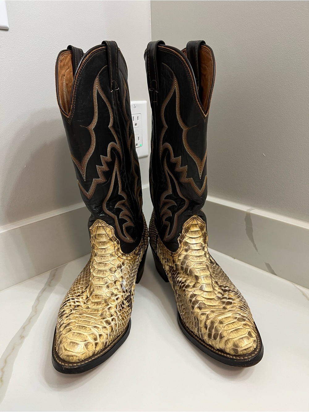 Nocona Black and Gold Exotic Python Western Boots